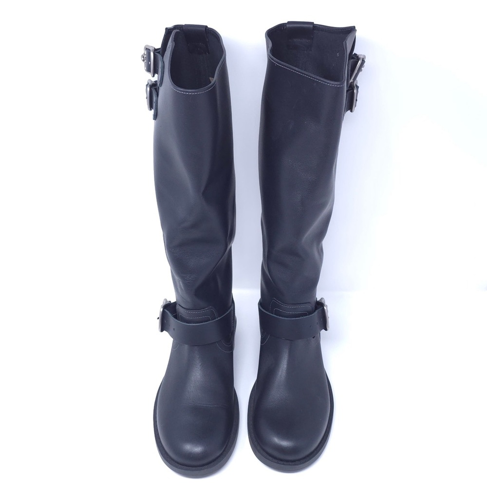 New COACH Daria Black Leather Moto Ankle Boots - Picture 6 of 9